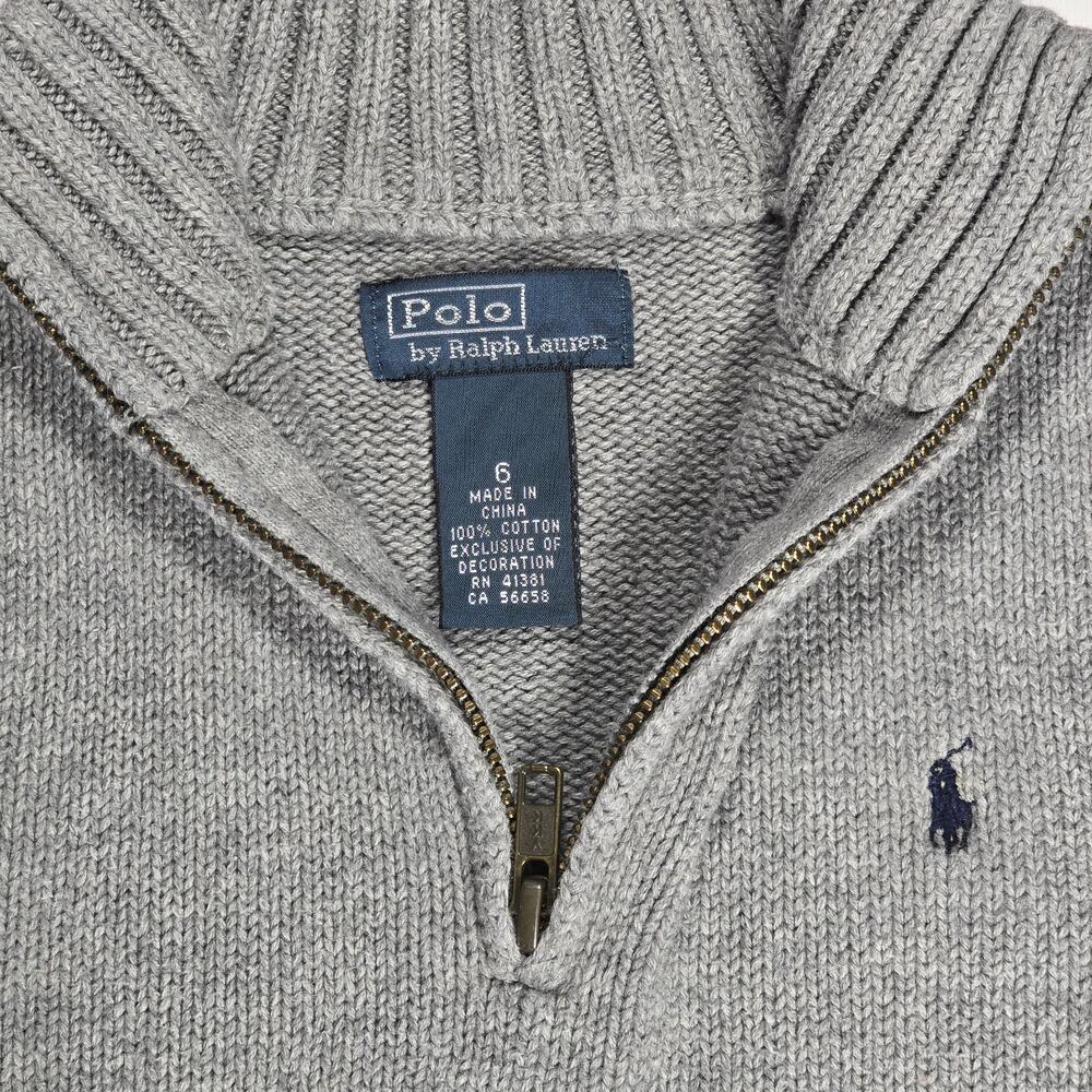 Polo Ralph Lauren Quarter Zip Gray Color Boys Size 6 100% Cotton Pony - Picture 5 of 9